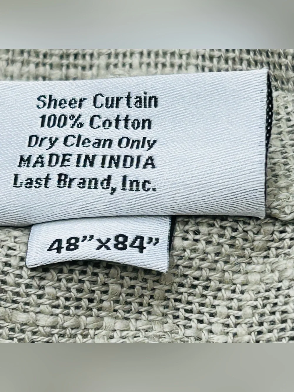 NWT QUINCE Set Of 48x84 Cotton Sheer Curtains Grey 0517